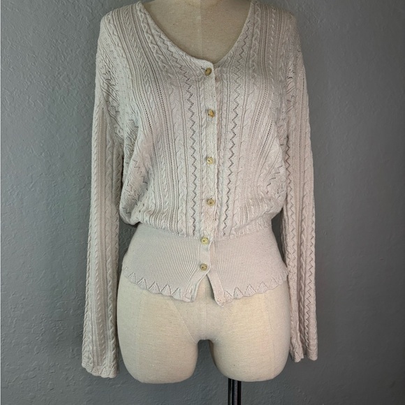 Simple Retro Sweaters - Anna Cable Apricot Knit Cardigan